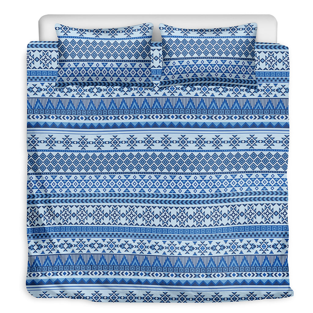 Blue Native American Aztec Pattern Print Duvet Cover Bedding Set
