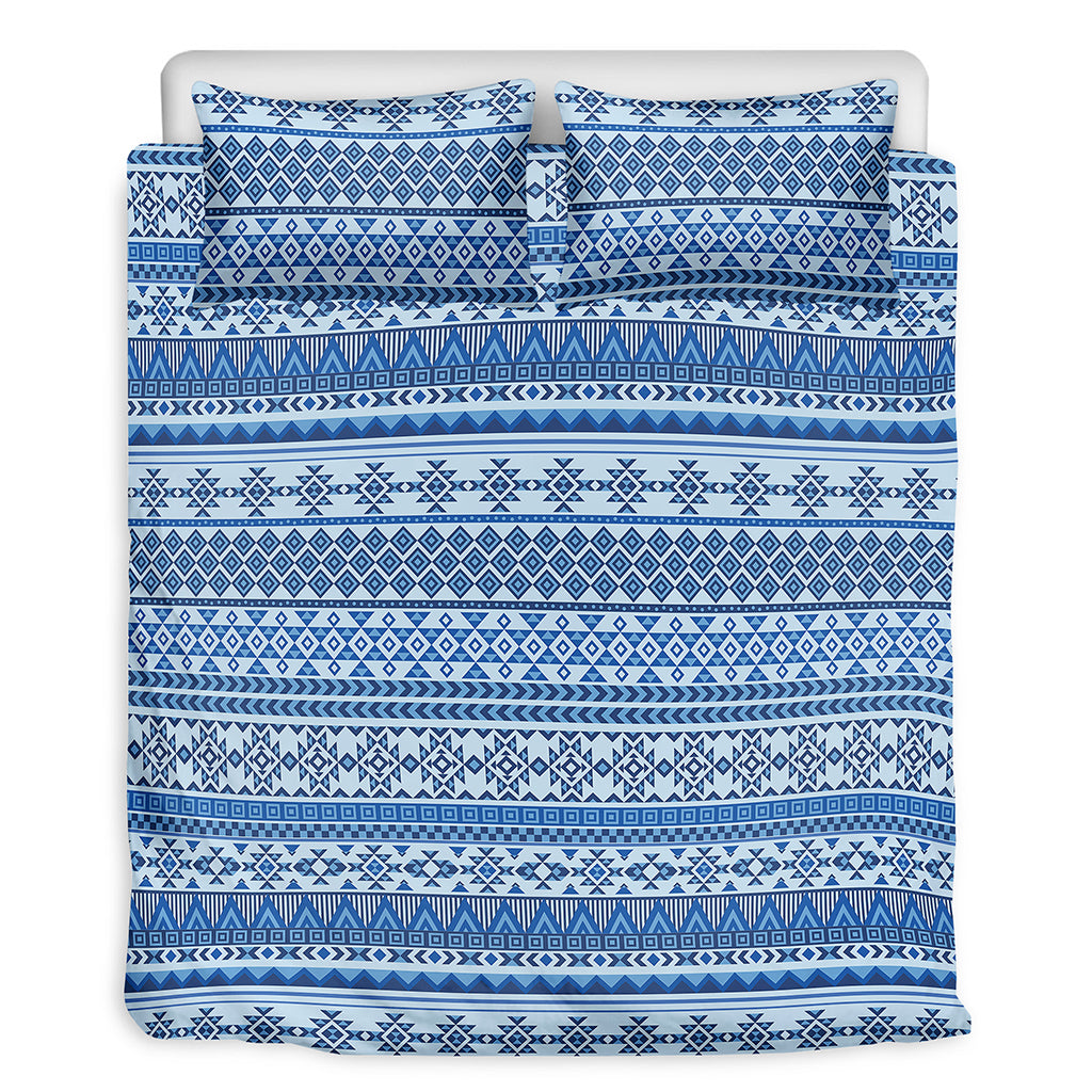 Blue Native American Aztec Pattern Print Duvet Cover Bedding Set