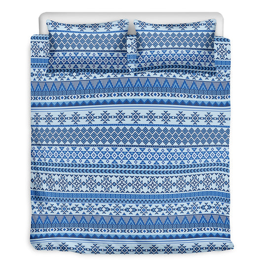 Blue Native American Aztec Pattern Print Duvet Cover Bedding Set