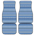 Blue Native American Aztec Pattern Print Front and Back Car Floor Mats