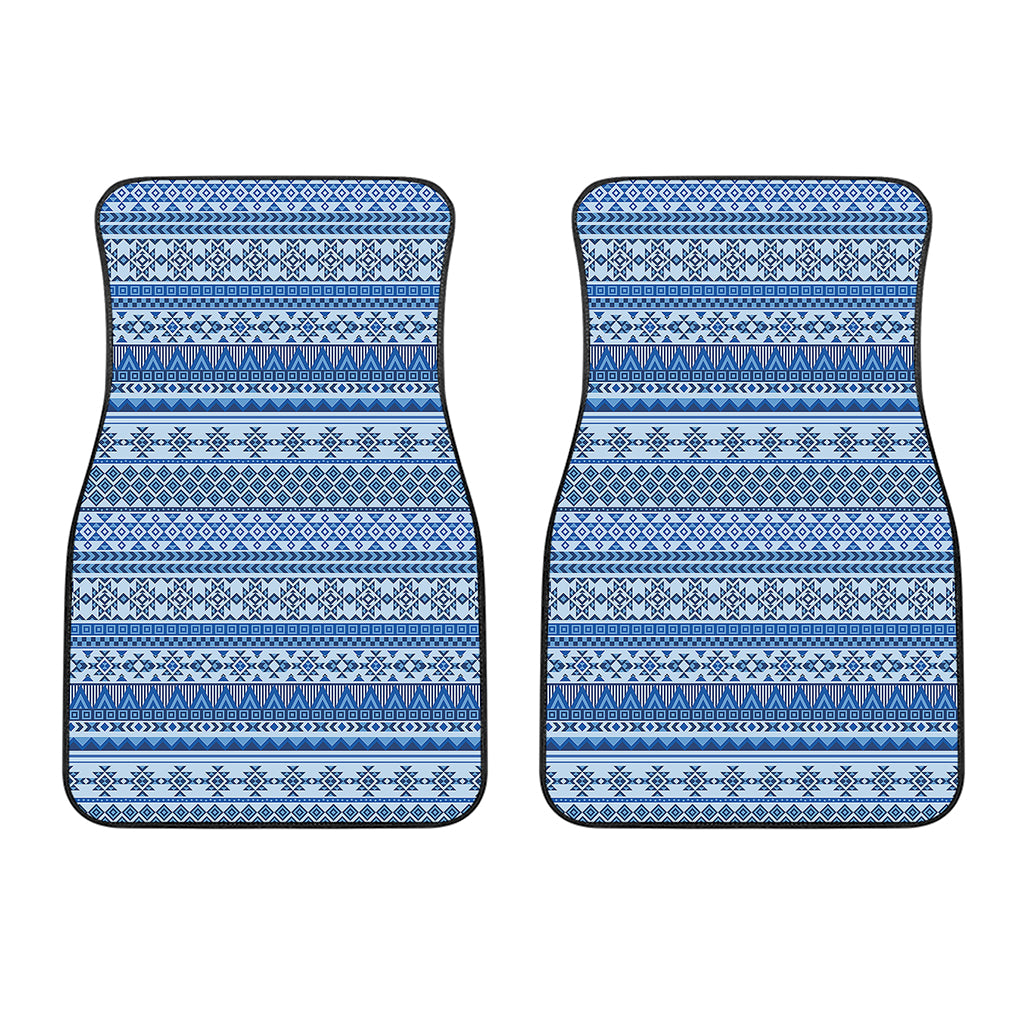 Blue Native American Aztec Pattern Print Front Car Floor Mats