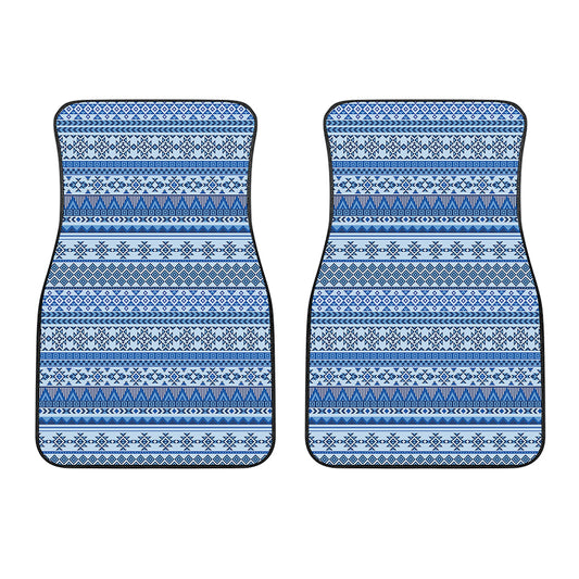 Blue Native American Aztec Pattern Print Front Car Floor Mats