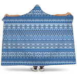 Blue Native American Aztec Pattern Print Hooded Blanket