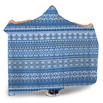 Blue Native American Aztec Pattern Print Hooded Blanket