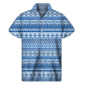 Blue Native American Aztec Pattern Print Men's Short Sleeve Shirt