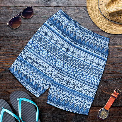 Blue Native American Aztec Pattern Print Men's Shorts