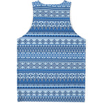 Blue Native American Aztec Pattern Print Men's Tank Top