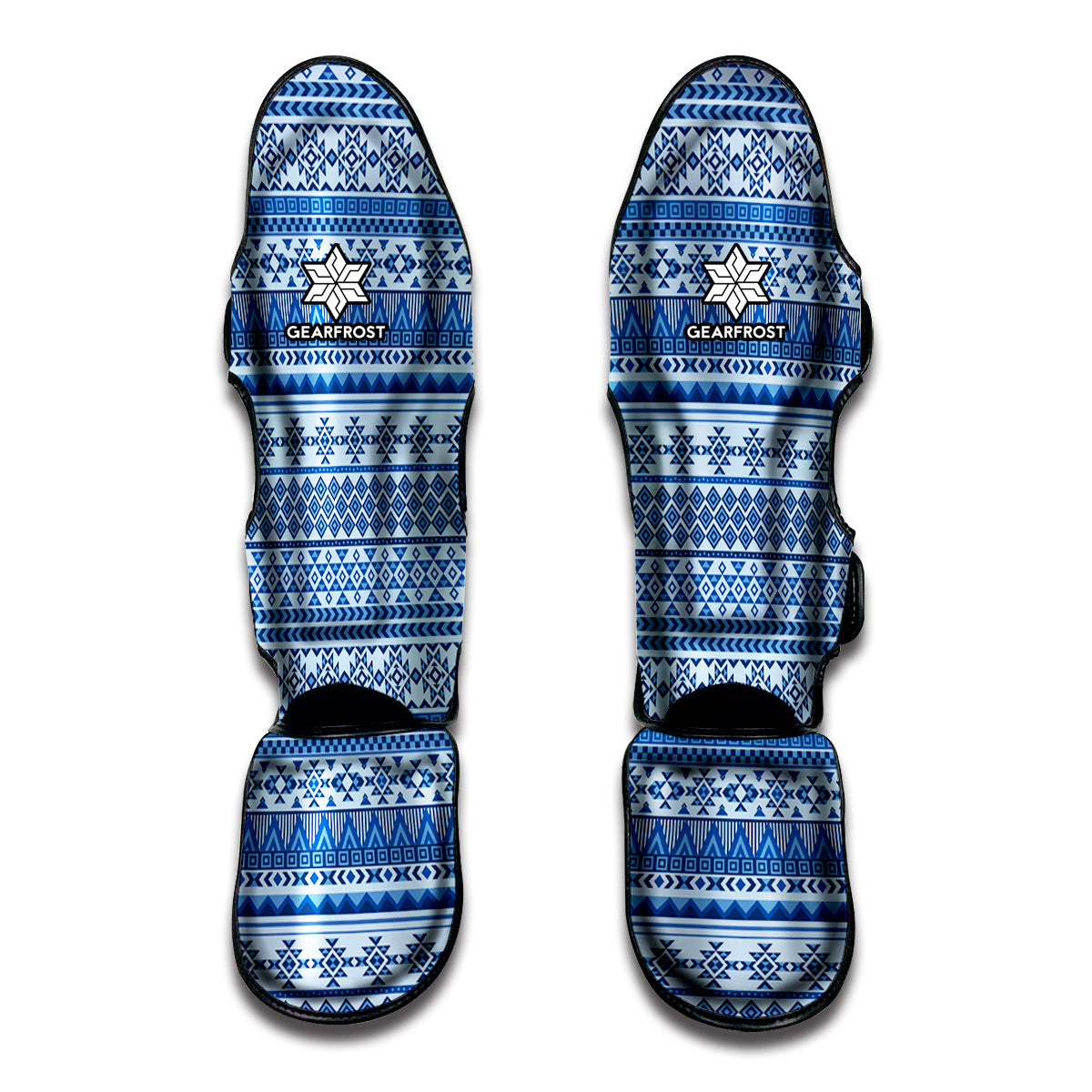 Blue Native American Aztec Pattern Print Muay Thai Shin Guard