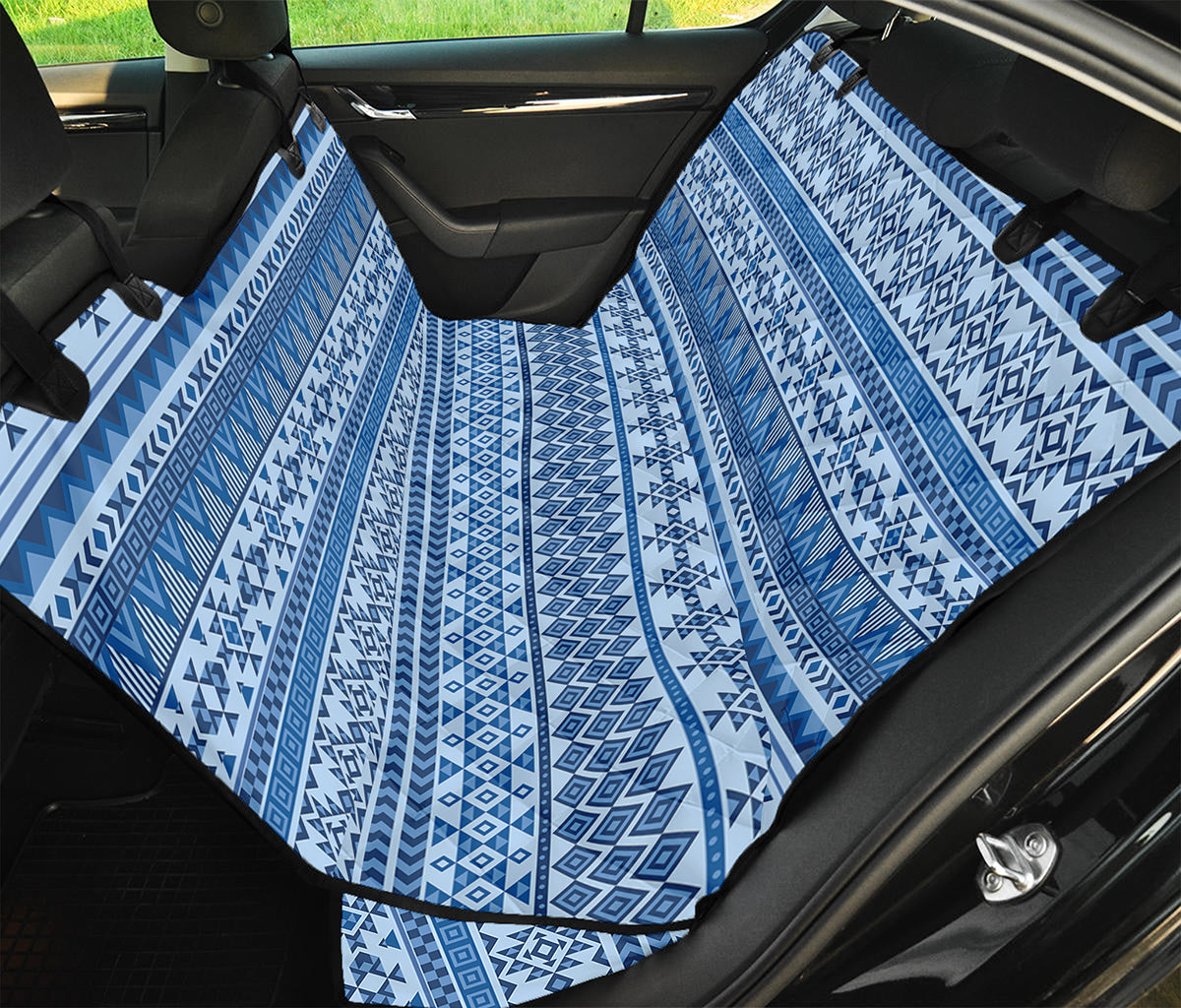 Blue Native American Aztec Pattern Print Pet Car Back Seat Cover