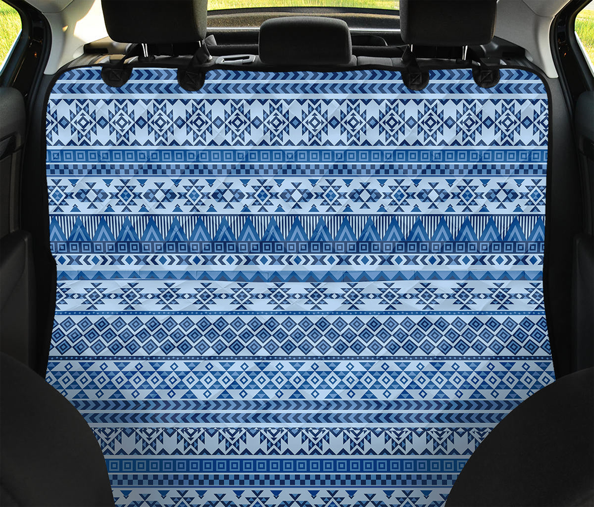 Blue Native American Aztec Pattern Print Pet Car Back Seat Cover