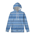 Blue Native American Aztec Pattern Print Pullover Hoodie
