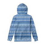 Blue Native American Aztec Pattern Print Pullover Hoodie