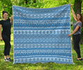 Blue Native American Aztec Pattern Print Quilt