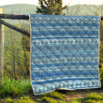 Blue Native American Aztec Pattern Print Quilt