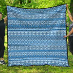 Blue Native American Aztec Pattern Print Quilt