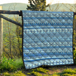 Blue Native American Aztec Pattern Print Quilt