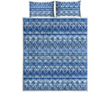 Blue Native American Aztec Pattern Print Quilt Bed Set