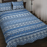 Blue Native American Aztec Pattern Print Quilt Bed Set