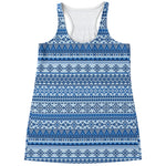Blue Native American Aztec Pattern Print Women's Racerback Tank Top