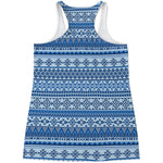 Blue Native American Aztec Pattern Print Women's Racerback Tank Top