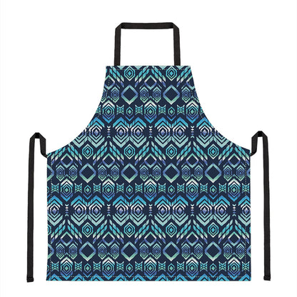 Blue Native Aztec Tribal Pattern Print Apron
