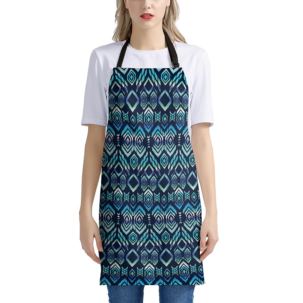 Blue Native Aztec Tribal Pattern Print Apron