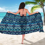 Blue Native Aztec Tribal Pattern Print Beach Sarong Wrap