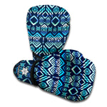 Blue Native Aztec Tribal Pattern Print Boxing Gloves