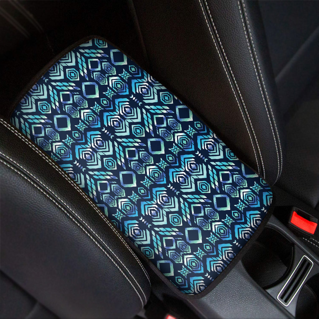 Blue Native Aztec Tribal Pattern Print Car Center Console Cover