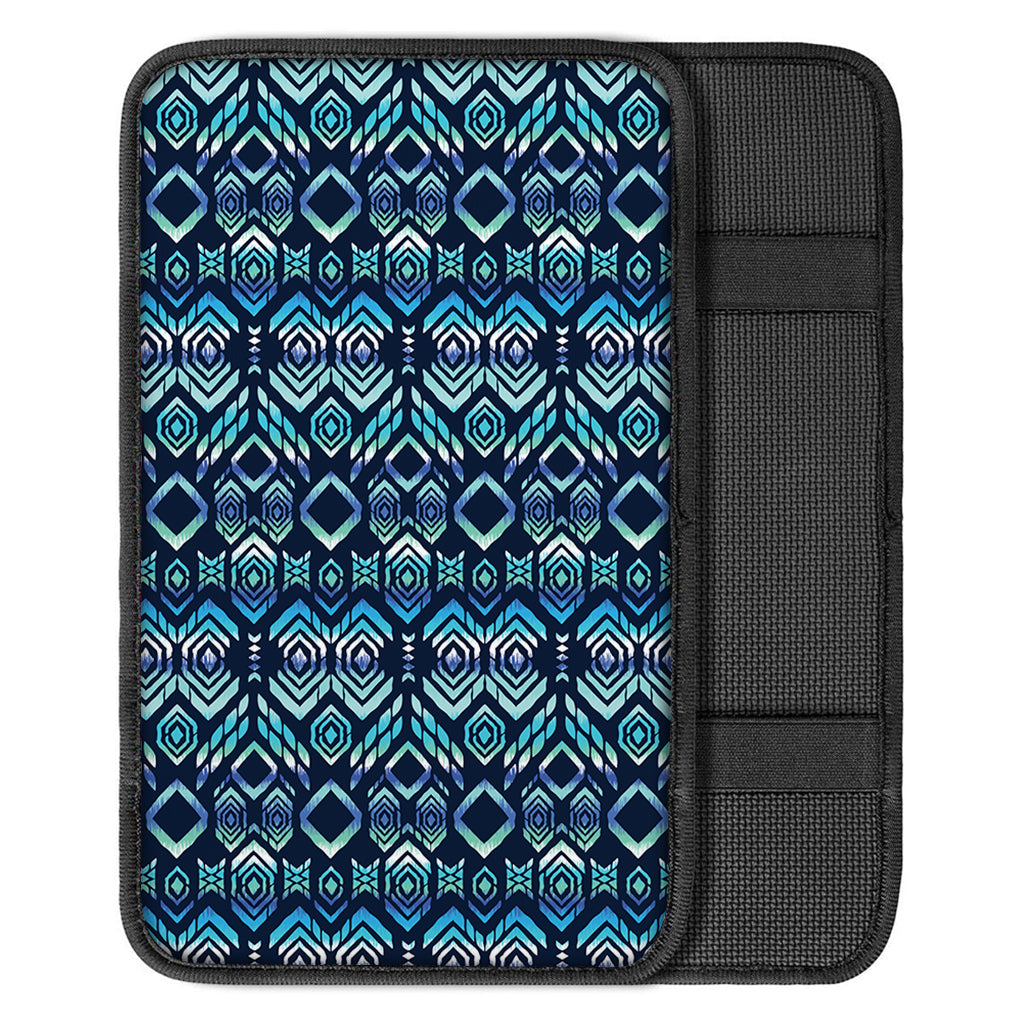 Blue Native Aztec Tribal Pattern Print Car Center Console Cover