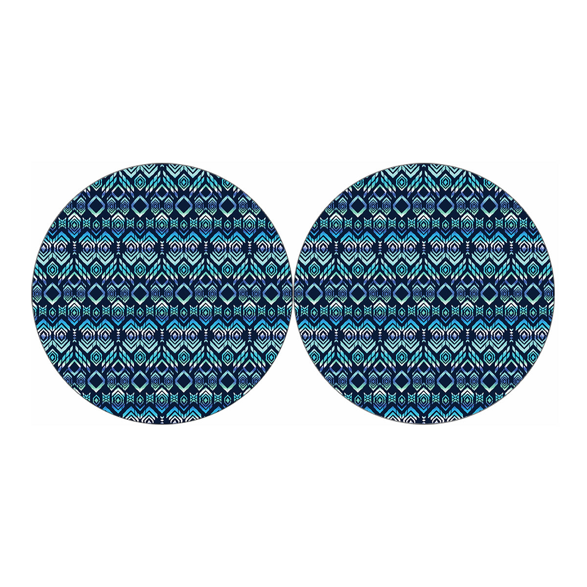 Blue Native Aztec Tribal Pattern Print Car Coasters