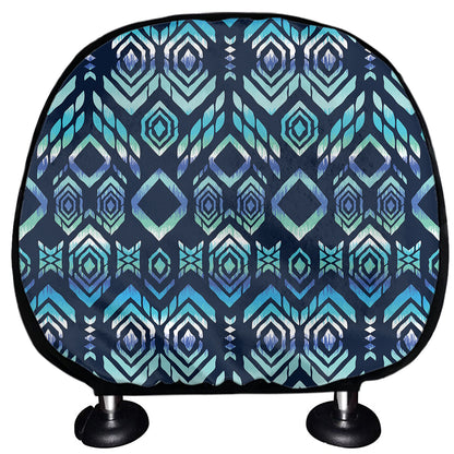 Blue Native Aztec Tribal Pattern Print Car Headrest Covers