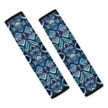 Blue Native Aztec Tribal Pattern Print Car Seat Belt Covers