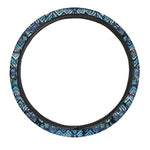 Blue Native Aztec Tribal Pattern Print Car Steering Wheel Cover