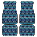 Blue Native Aztec Tribal Pattern Print Front and Back Car Floor Mats