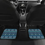 Blue Native Aztec Tribal Pattern Print Front and Back Car Floor Mats