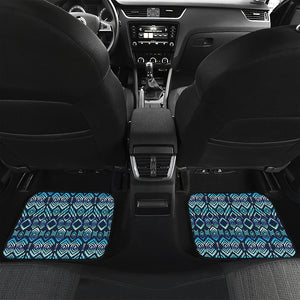 Blue Native Aztec Tribal Pattern Print Front and Back Car Floor Mats