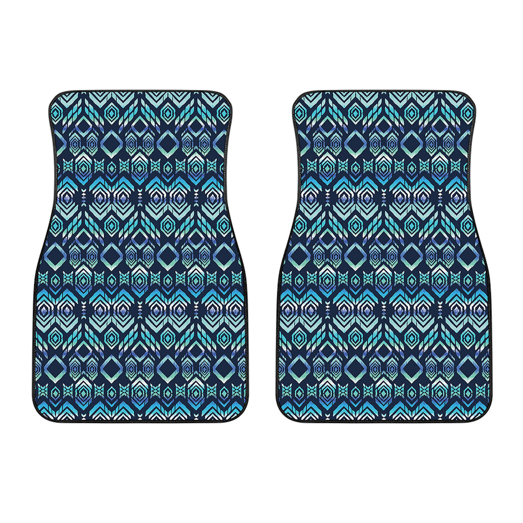 Blue Native Aztec Tribal Pattern Print Front Car Floor Mats