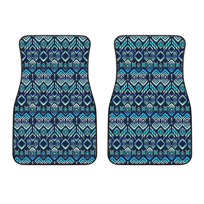 Blue Native Aztec Tribal Pattern Print Front Car Floor Mats