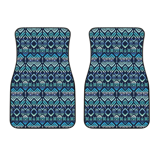 Blue Native Aztec Tribal Pattern Print Front Car Floor Mats