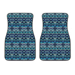 Blue Native Aztec Tribal Pattern Print Front Car Floor Mats