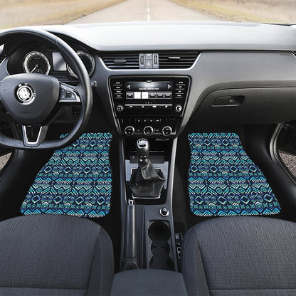 Blue Native Aztec Tribal Pattern Print Front Car Floor Mats