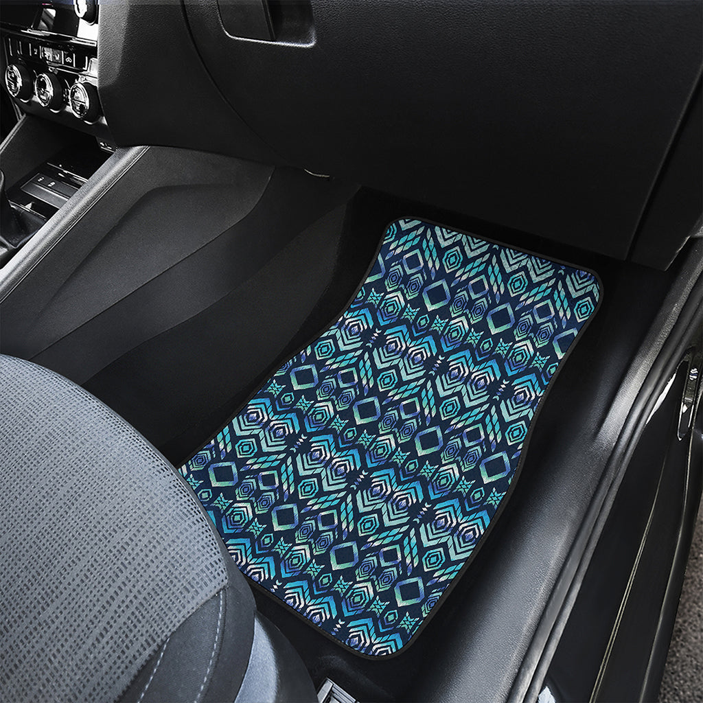 Blue Native Aztec Tribal Pattern Print Front Car Floor Mats
