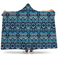Blue Native Aztec Tribal Pattern Print Hooded Blanket
