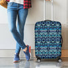 Blue Native Aztec Tribal Pattern Print Luggage Cover