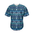 Blue Native Aztec Tribal Pattern Print Men's Baseball Jersey