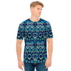 Blue Native Aztec Tribal Pattern Print Men's T-Shirt