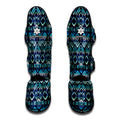 Blue Native Aztec Tribal Pattern Print Muay Thai Shin Guards