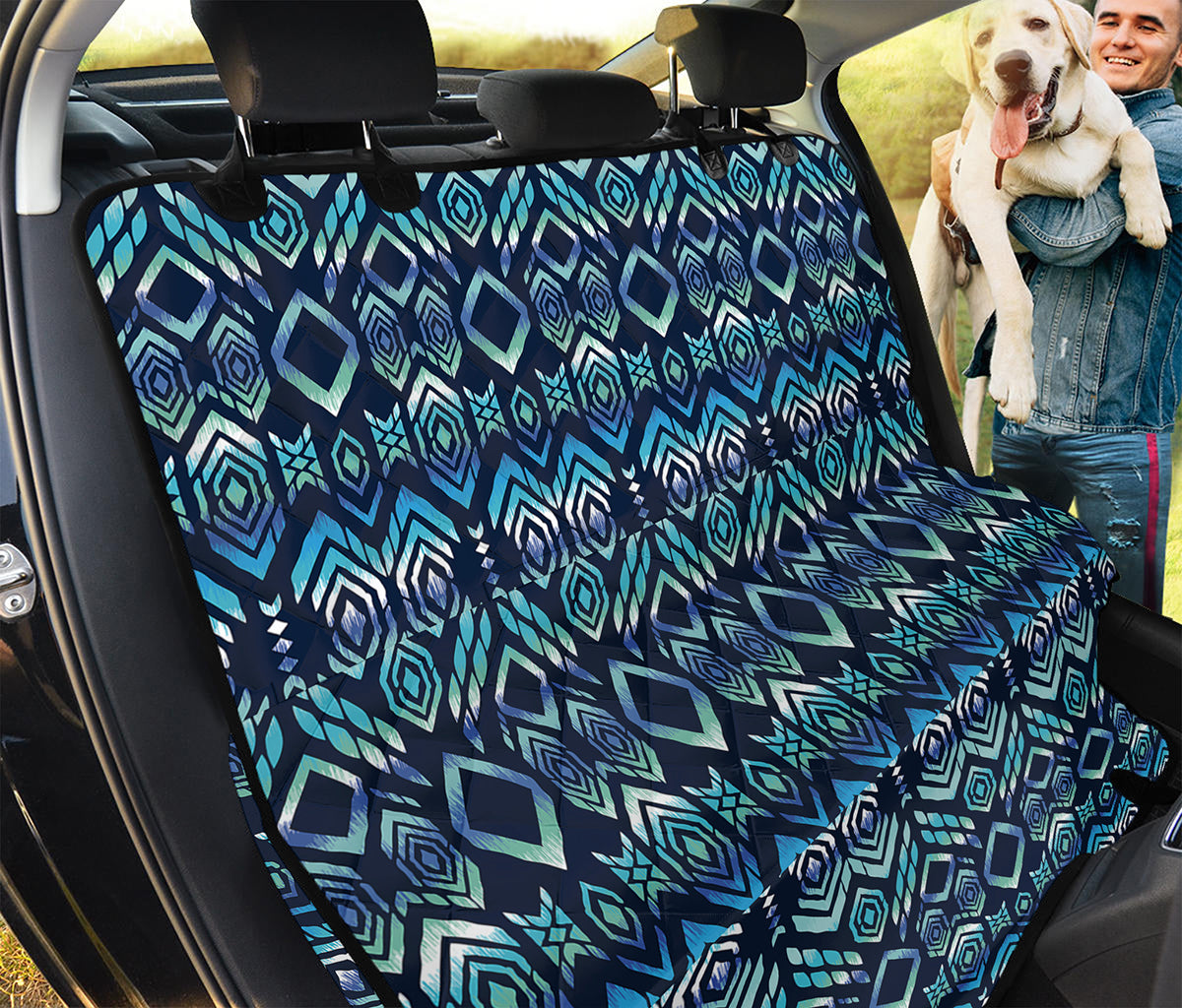 Blue Native Aztec Tribal Pattern Print Pet Car Back Seat Cover