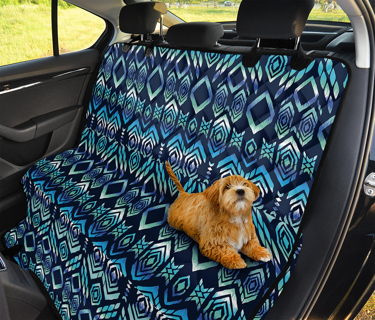 Blue Native Aztec Tribal Pattern Print Pet Car Back Seat Cover